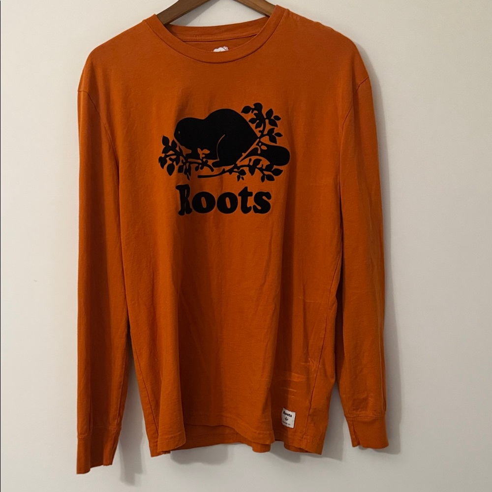 Roots Orange Long-Sleeve Tee with Black Beaver Logo size medium